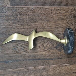 MCM Brass Seagull On Marble Base